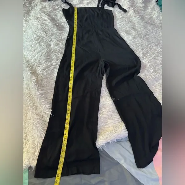 Reformation Black Women’s Adjustable Tie Straps Sleeveless Crop Jumpsuit Size 0 - Image 9