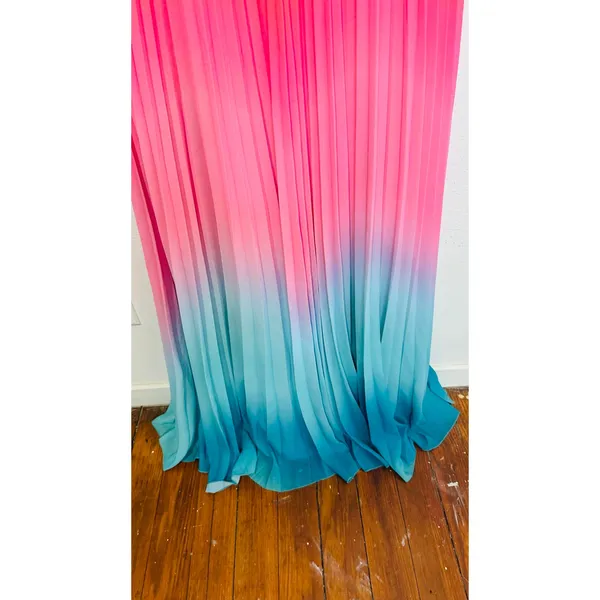 AMUR Blue Ombre Pleated A-Line Sweetheart Emmett Sunset Gown Dress Size 6 - Image 7