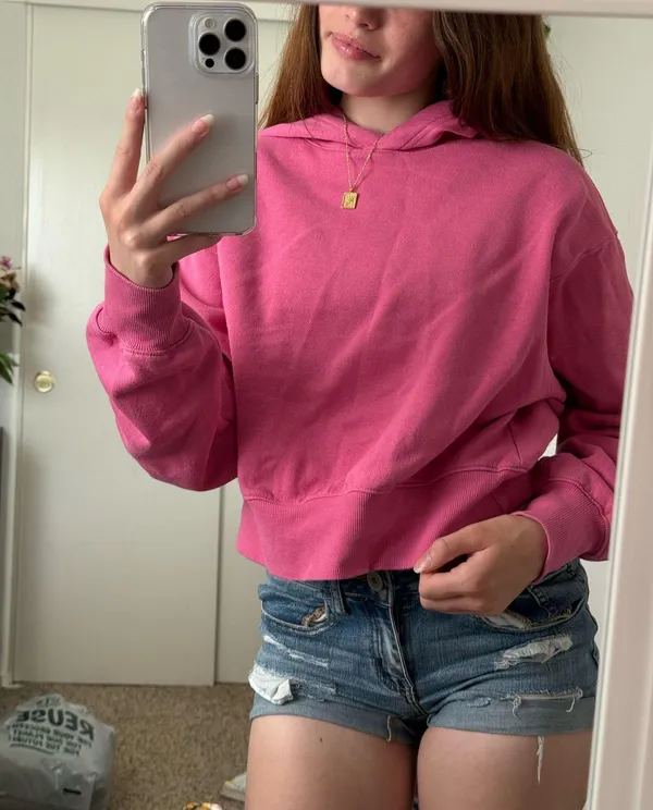 Pink Old Navy Cropped Hoodie - Image 2