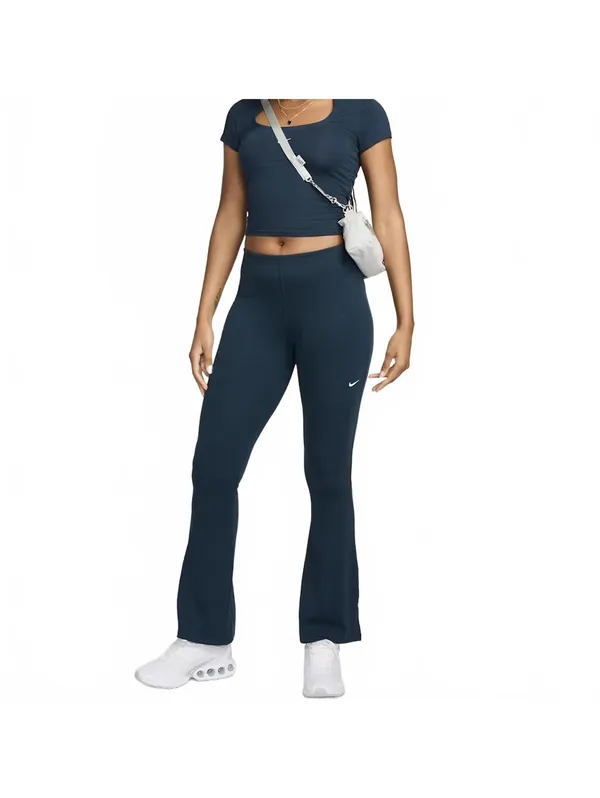 Nike Sportswear Chill Knit Tight Mini-Rib Flared Leggings NWT Armory Navy XL - Image 4