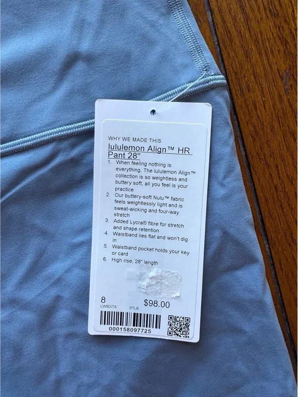 Lululemon Align High Rise 28” Steel Blue Size 8 NWT - Image 4