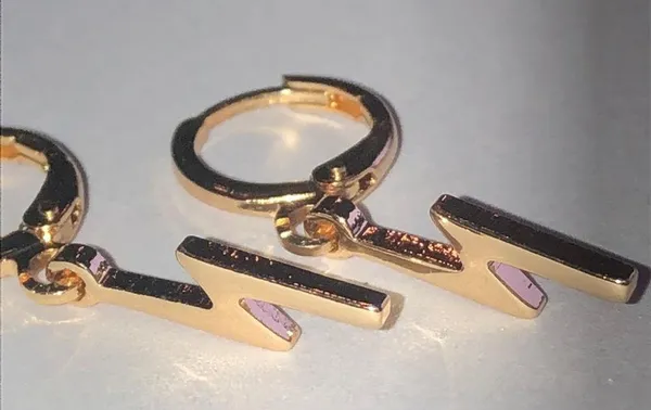 Gold Tone Dainty Dangling Lightning Bolt Boho Pierced Earrings - Image 5