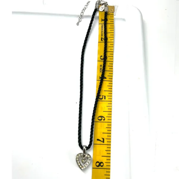 Heart necklace pendant crystals silk cord Vietnam Stainless Steal Charm 8" - Image 3