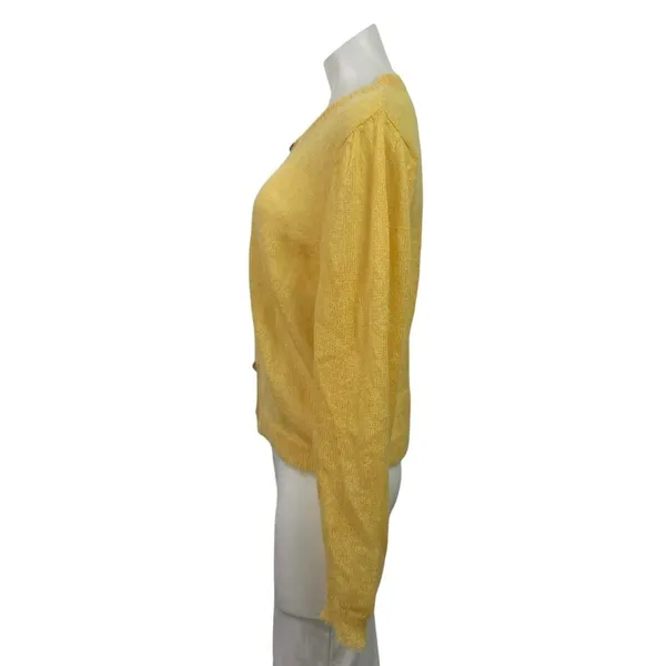 Two Thirds Women's Yellow Alpaca Button Down Long Sleeve Cardigan Sweater Top M - Image 2