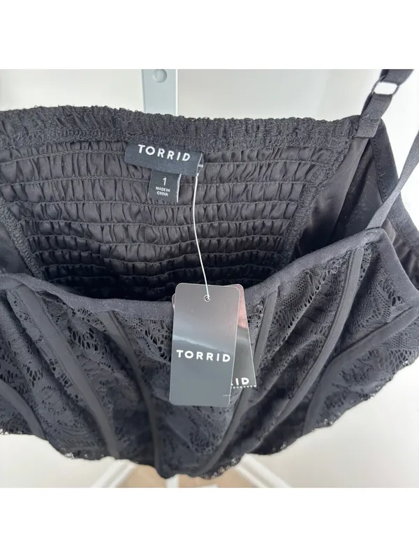 Torrid NWT Women's Black Lacepower Mesh Crop Corset Size 1X - Image 3