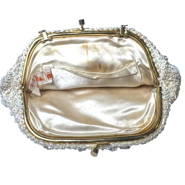 Vintage 1960s bag purse beaded sequined clutch La Regale Fairy Wedding Victorian - Image 5