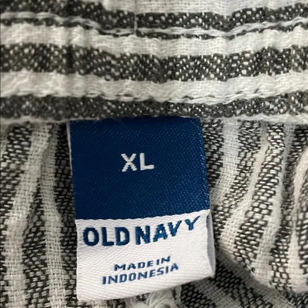 Old Navy High Rise Grey Striped Linen Wide Leg Pants - Image 4