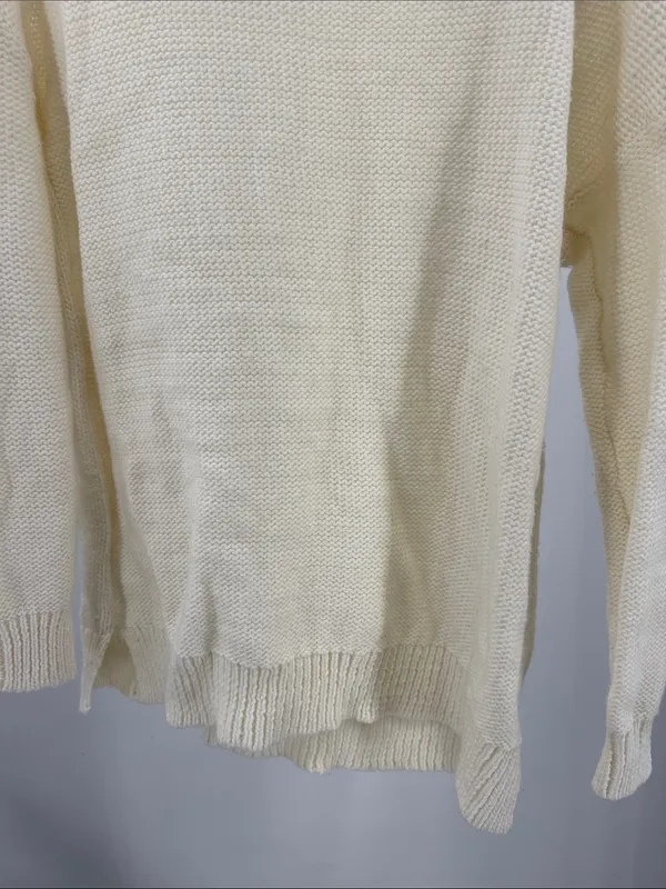 American Eagle Outfitters Cream Crewneck cable Knit Sweater wool blend L winter - Image 4