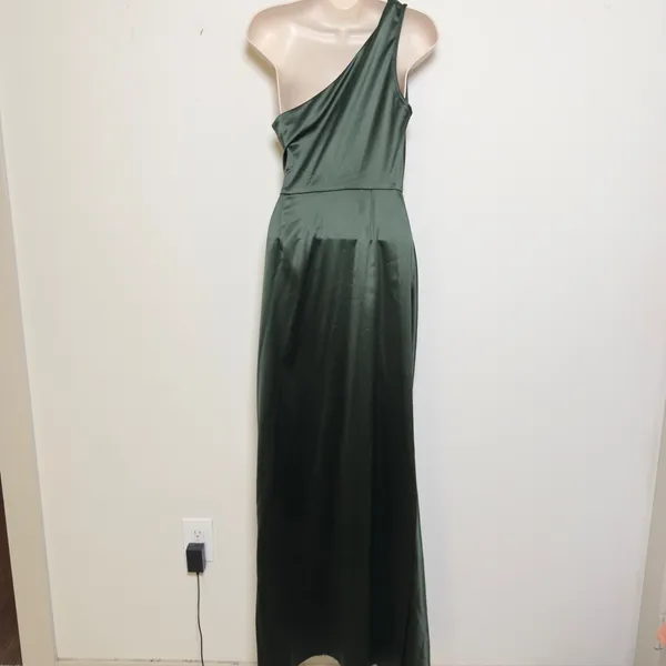 Anthropologie BHLDN Women Scottie One-Shoulder Maxi Dress Small Satin Green - Image 4