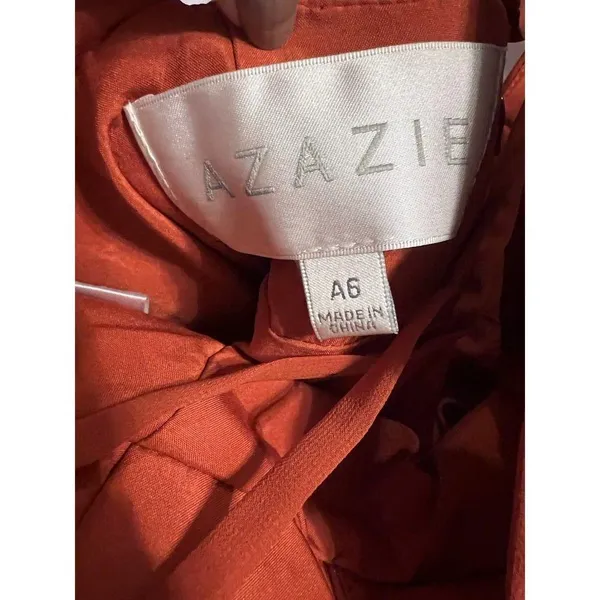 Azazie Paprika A line Pleated Chiffon Long Dress Farren Bridesmaid Formal Orange - Image 14