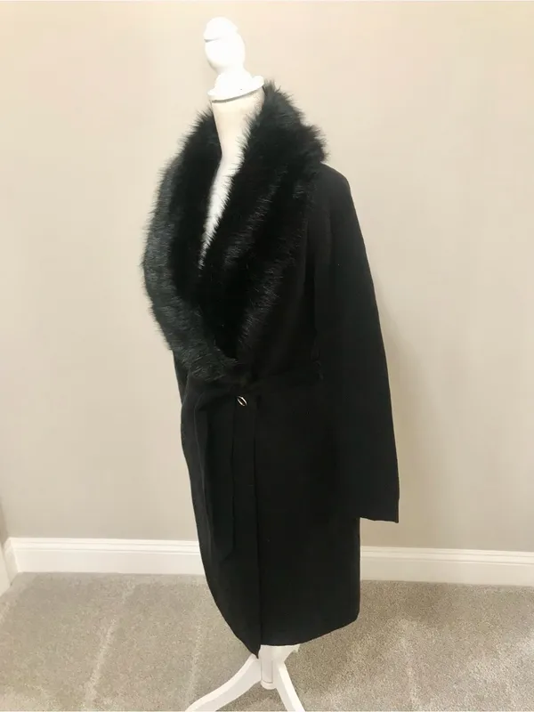 NWT Edessa Faux-Fur Trim Wrap sweater Coat - Image 6