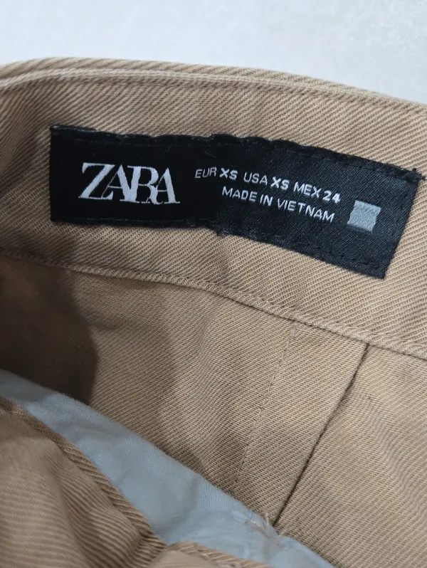 Zara Women’s Denim Pleated Khaki Mini Skirt Size XS - Image 4