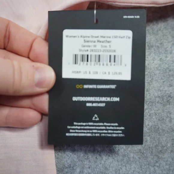 Outdoor Research Alpine‎ Onset Merino 150 Half Zip Sienna Heather Pink Small NWT - Image 8