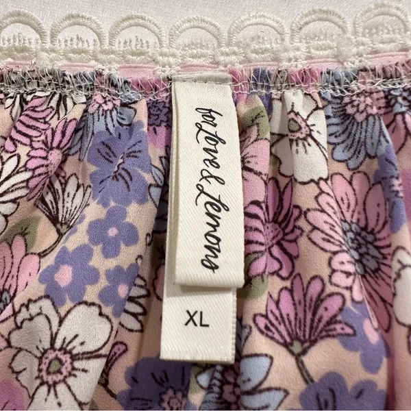 FOR LOVE & LEMONS Willow Multi Floral Bow Tie Ribbon Bow Coquette Top Purple XL - Image 11