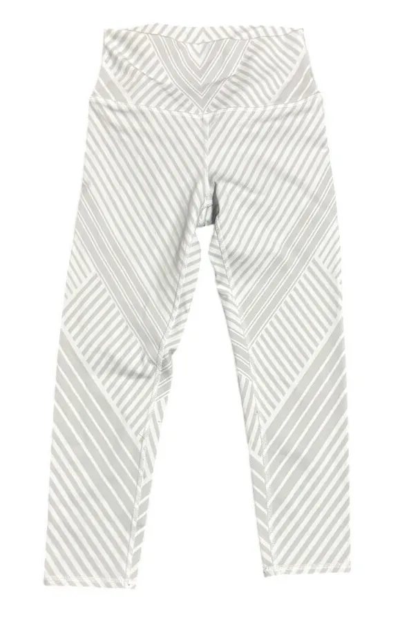 Alo Yoga High-Waist Crop Leggings, White & Grey Chevron Stripe Print, Size S - Image 2