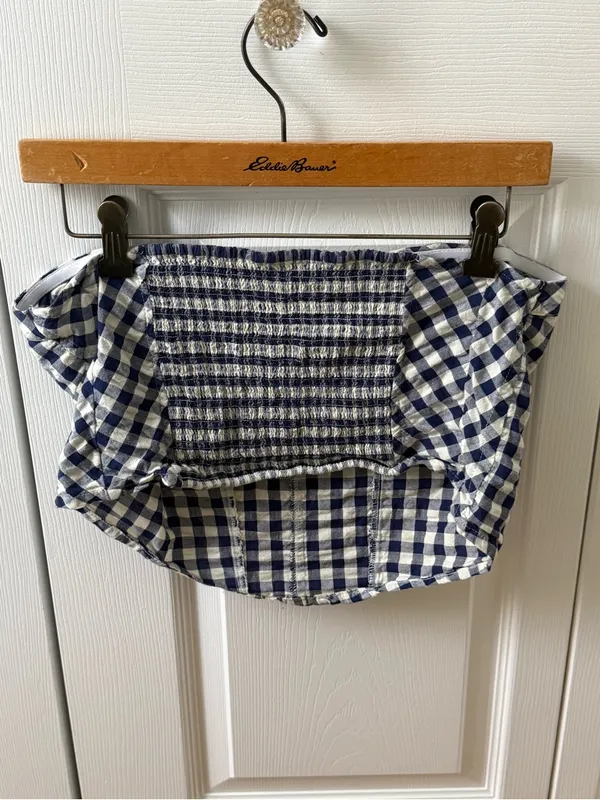 Free People Leilani Tube Top in Blue Gingham - Image 3