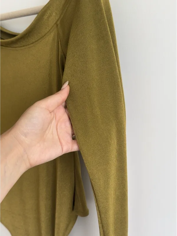 Free People That’s Hot One Shoulder Bodysuit Olive Green Size L - Image 11