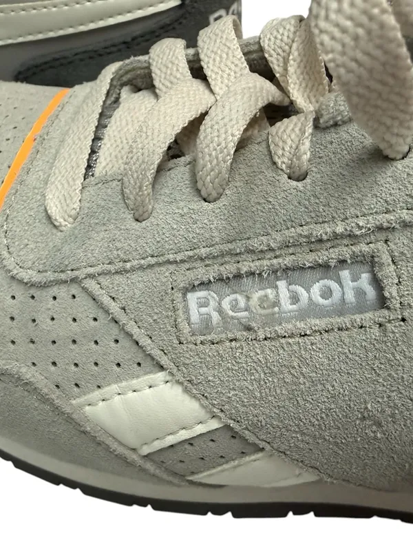 Reebok Women's Harman Composite Toe Light Gray Suede Work Sneakers Orange Trim - Image 7