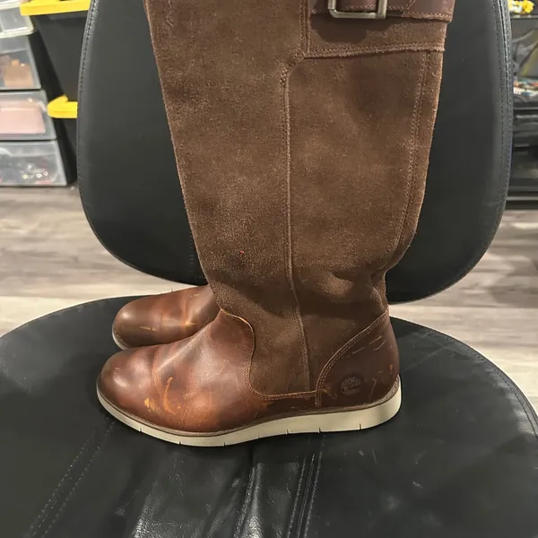 Timberland Brown Suede Leather Womens Tall Boots - Image 3