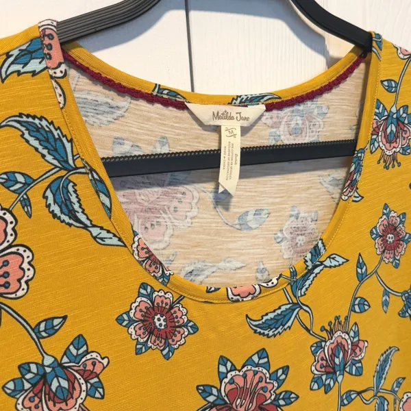 Matilda Jane Floral Empire Knee Length Dress 3/4 Sleeve Mustard Women's Size M‎ - Image 3