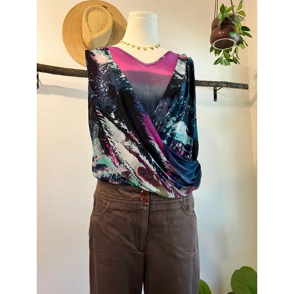 Deadstock Y2K BeBe Purple Mesh Flowy Layering Tank Top Size Medium NEW with Tags - Image 9