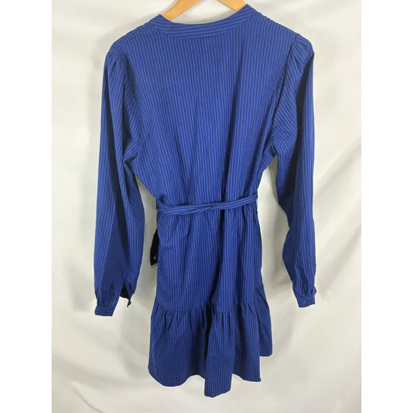 Draper James Blue Pinstripe Long Sleeve Button Up Dress Size Large - Image 6