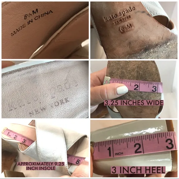 Kate Spade Beige Patent Leather Criss-Cross Vamp Slide Block Heel Shoes (6.5) - Image 10