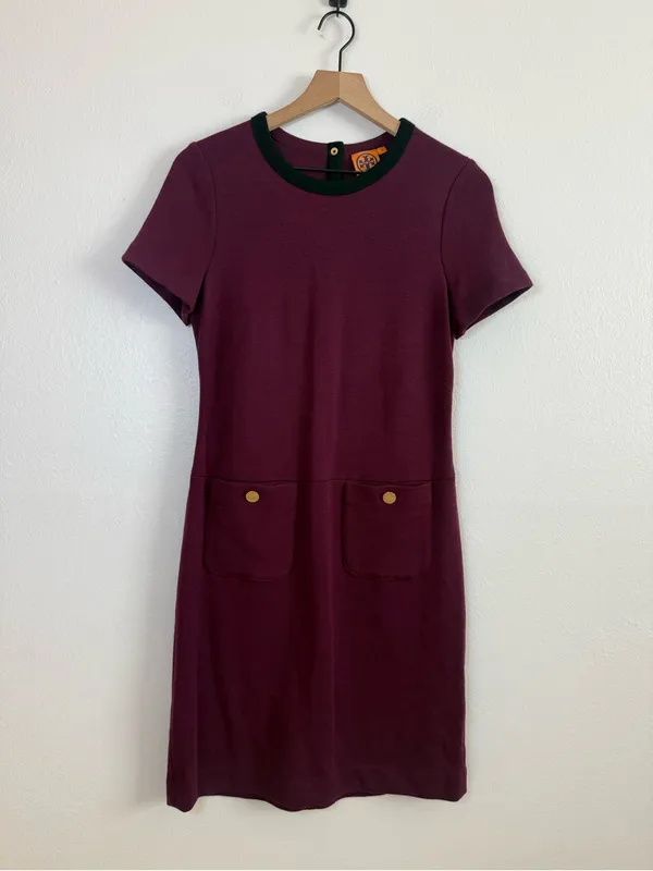 Tory Burch Anthea Burgundy Wool Blend Dress - Image 2