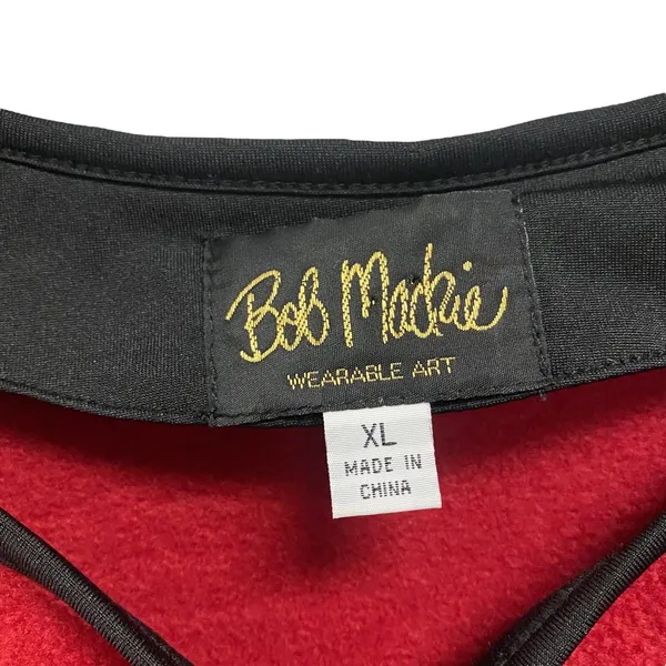 Bob Mackie Red Vest Wearable Art Women's XL Embroidered Pocket Full zip Up Artsy - Image 4