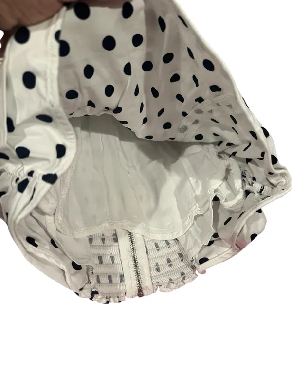 Reformation Polkadot Orion Ruched Strapless White Black Corset Top Size 6 - Image 5
