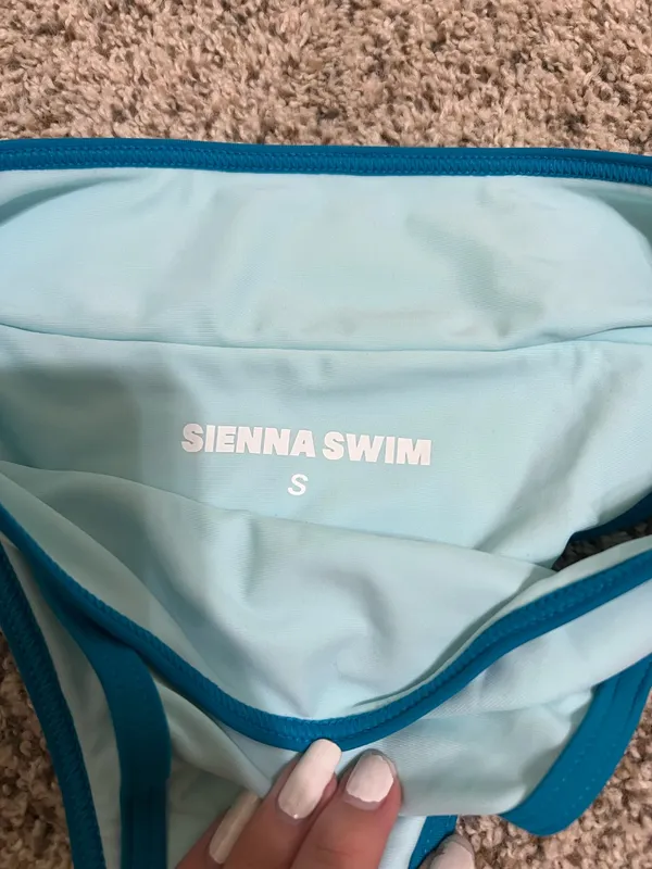 Sienna swim high rise bikini bottom Blue - Image 4