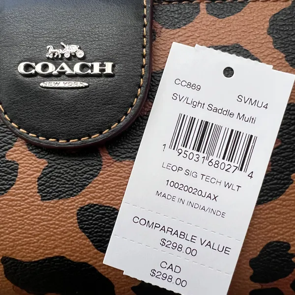 Phone Wallet With Leopard Print And Signature Canvas Interior coach cc869 - Image 8