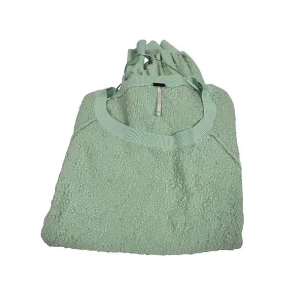 Free People Found My Friend Mint Green Boucle Knit Balloon Sleeve Sweater Medium - Image 4