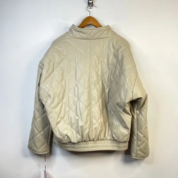 Avec Les Filles Faux Leather Vegan Diamond Quilted Coat Womens M Neutral new - Image 6