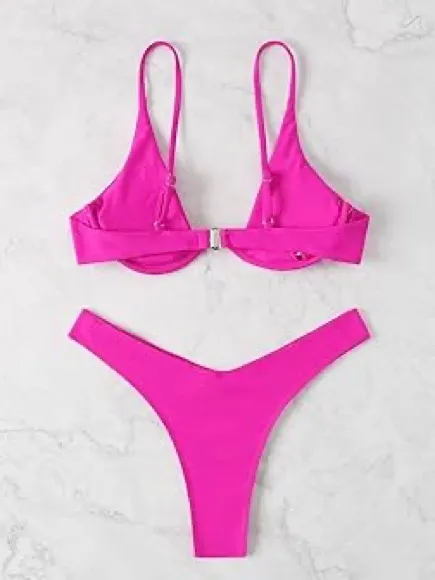 SHEIN Hot Pink Underwire Bikini Set - Image 2