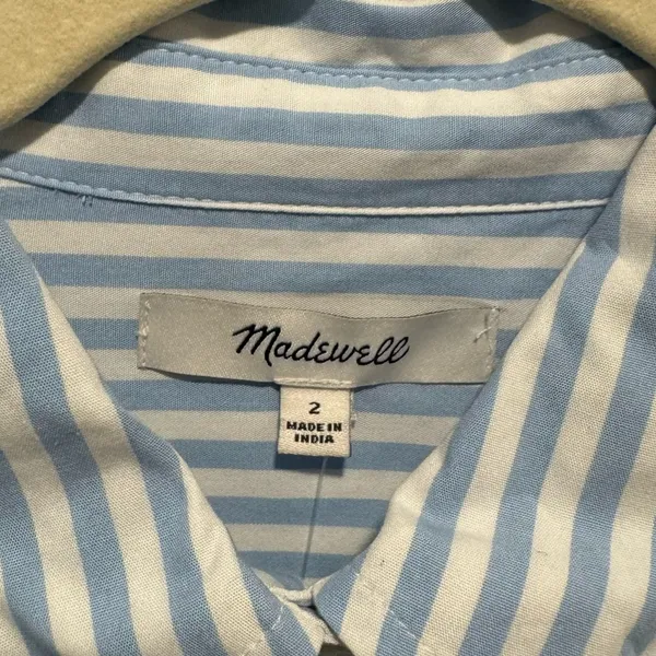 NWT Madewell Darted Long-Sleeve Button-Up Shirt Stripe‎ Cotton Regular Fit NP043 - Image 7