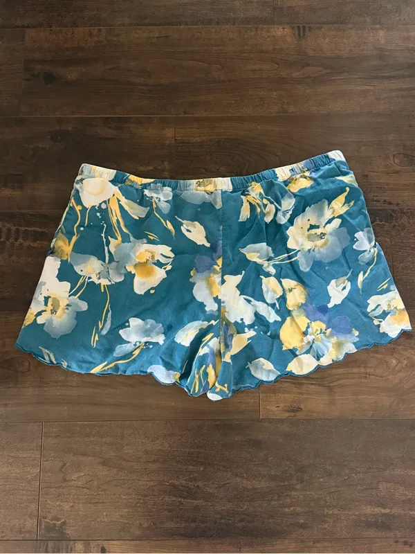 Stars Above Dark Teal Floral PJ Shorts - Image 2