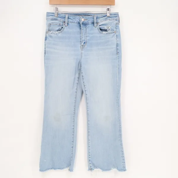 American Eagle Outfitters Jeans Womens 8 Blue Denim Next Level Stretch Raw Hem - Image 2