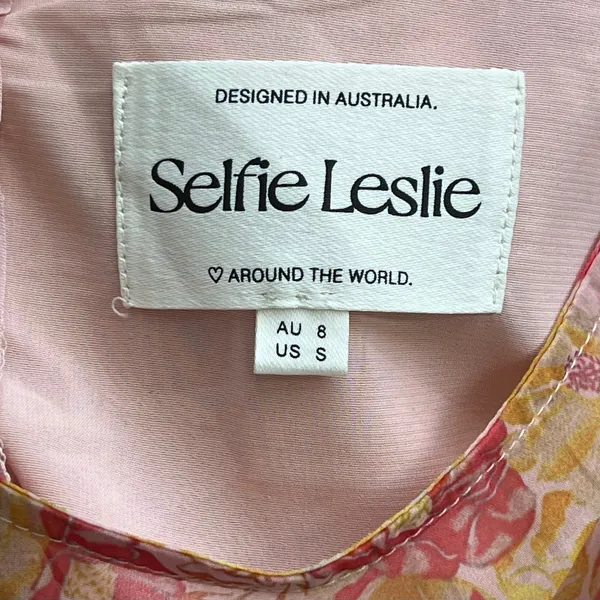 Selfie Leslie Adalia floral bell sleeve mini Dress Pink wedding feminine size S - Image 9
