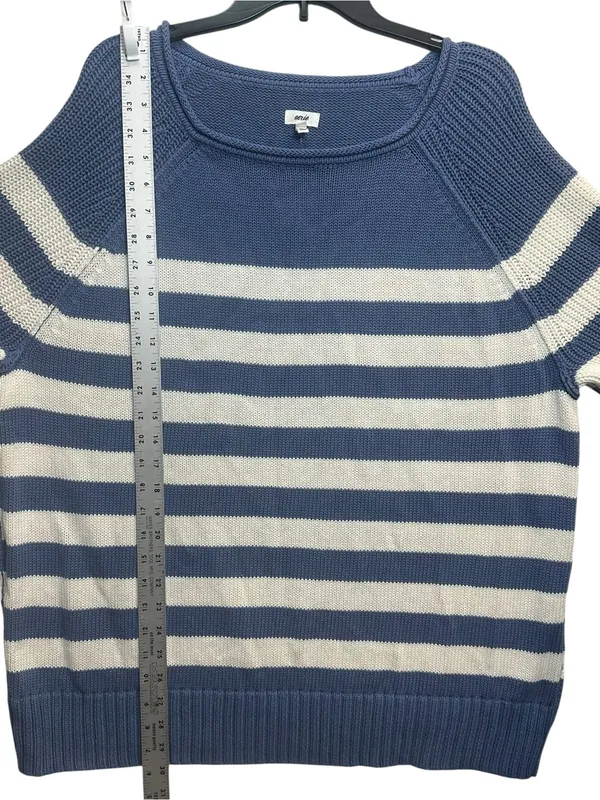 Aerie Women’s M Blue White Striped Knit Sweater Coastal Nautical NWT - Image 6