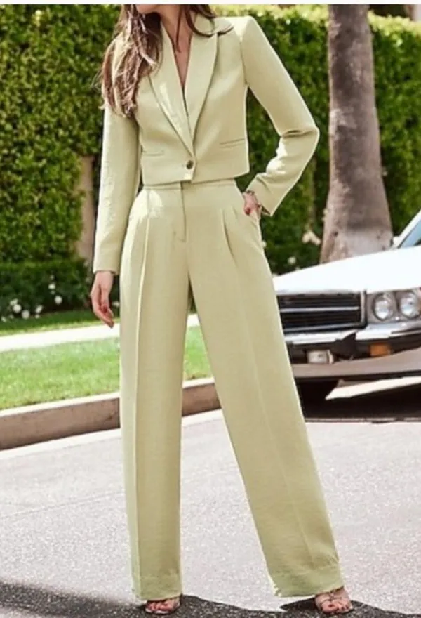 Khaki Express cropped blazer co-ord set (altered for petite height) - Image 2