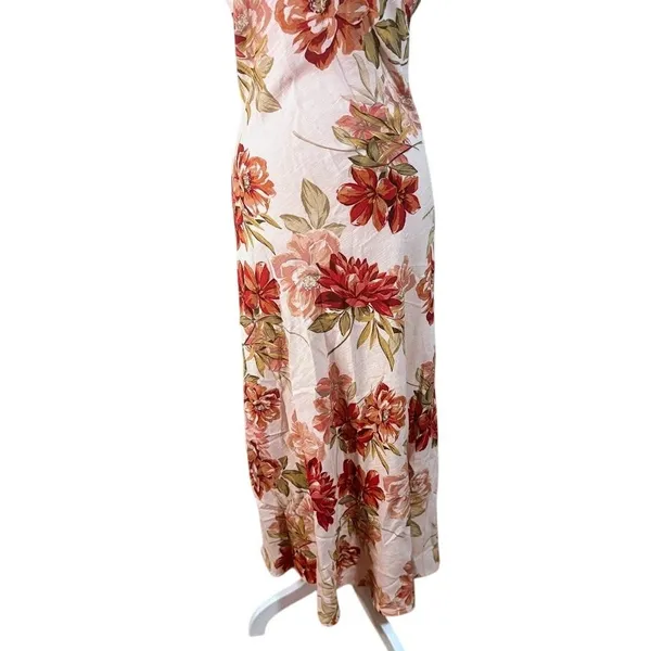 Paper Heart Floral Maxi Dress Womens S Pink New Linen Blend Open Back Sleeveless - Image 3