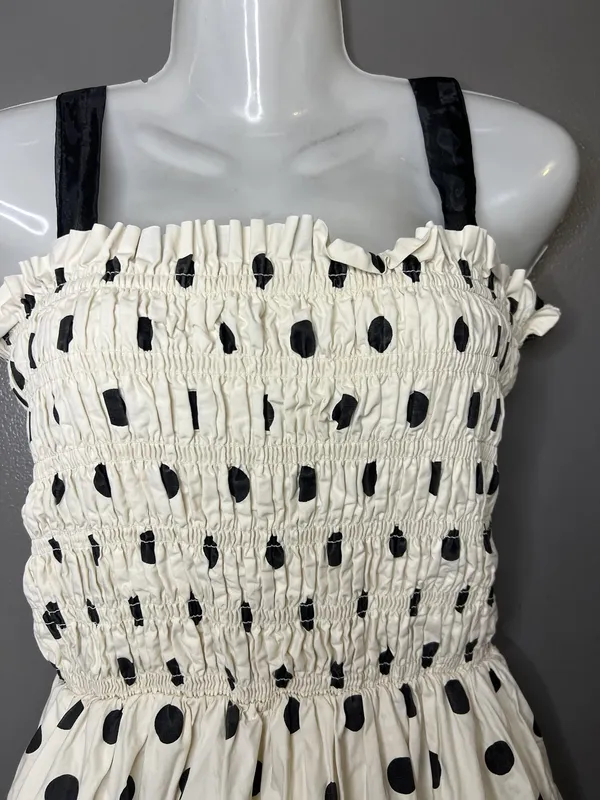 En Saison Dress Womens Medium White Polka Dot Smocked Tiered Maxi Sundress - Image 2