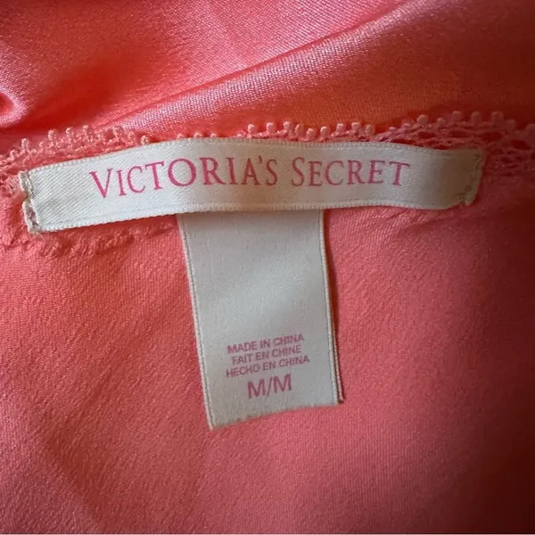 Victoria’s Secret Slip Dress Lingerie Medium Hot Pink Nightie Satin Lace Barbie - Image 7
