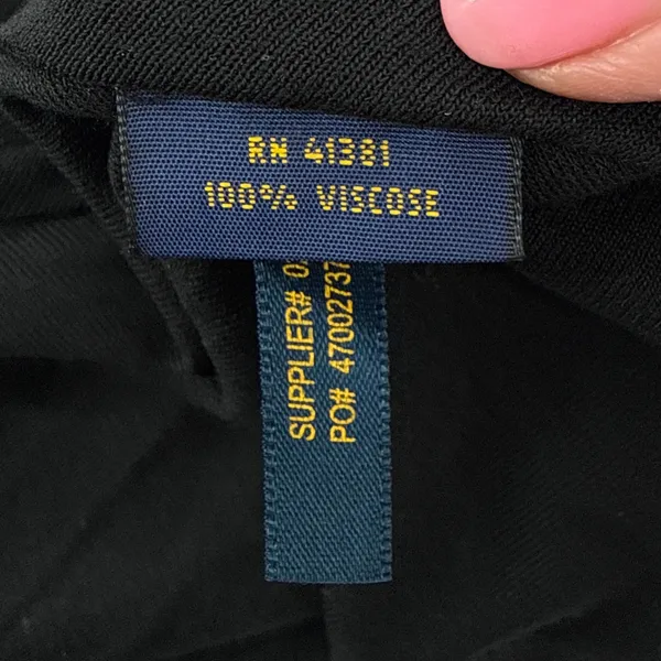 Polo Ralph Lauren Black Viscose Drop Waist Pleated Dress V-Neck‎ Long Sleeve SM - Image 7
