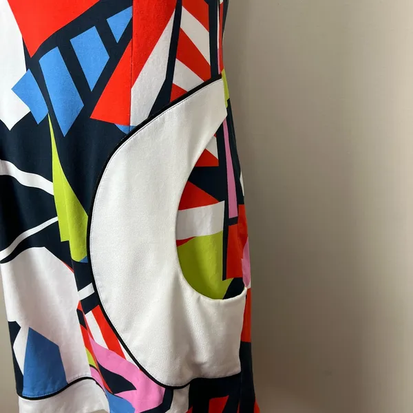 Dolcezza Dress Womens Medium Colorful Shift 60s 70s Sleeveless Pocket Mod Mini M - Image 4