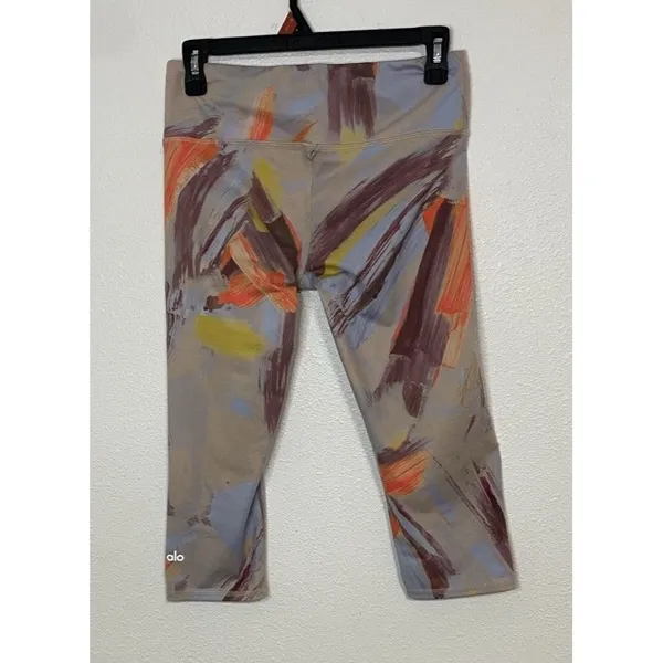 alo Women's Multicolor Abstract Capri Leggings Size S Activewear - Image 2