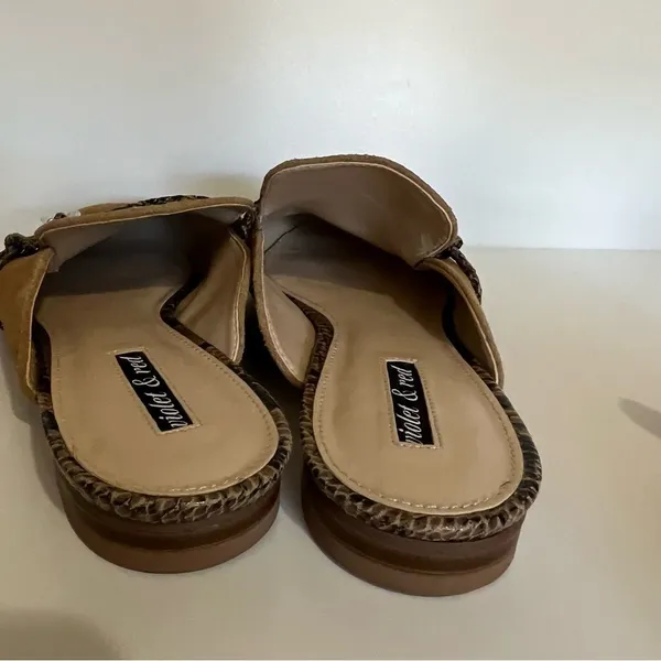 Violet &‎ Red Selma Camel Leather Mules Tan Size 8.5 - Image 8