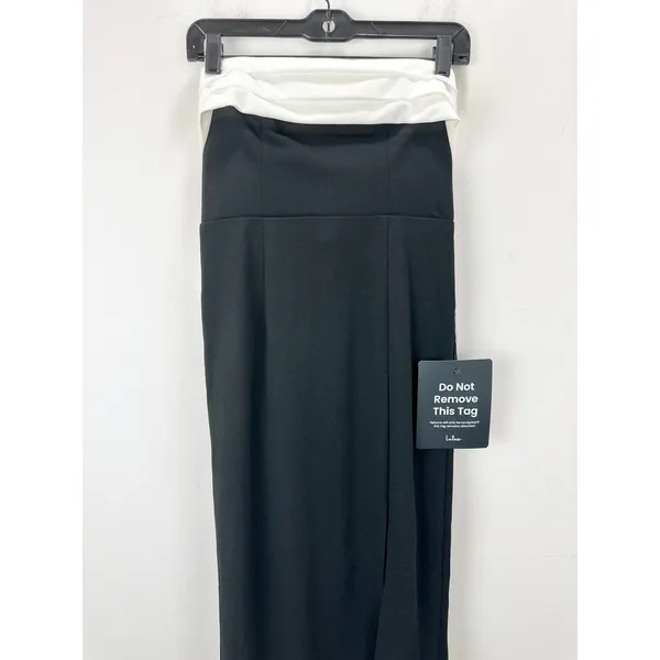 Lulus Fabulous Phenomenon Black and White Strapless Bow Midi Dress Small NWT - Image 7