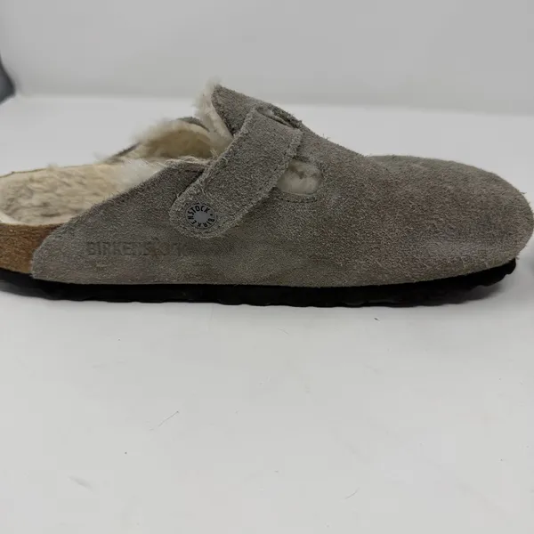 Birkenstock Boston Shearling Clogs Stone Coin Gray Suede Women Size 38 - Image 7